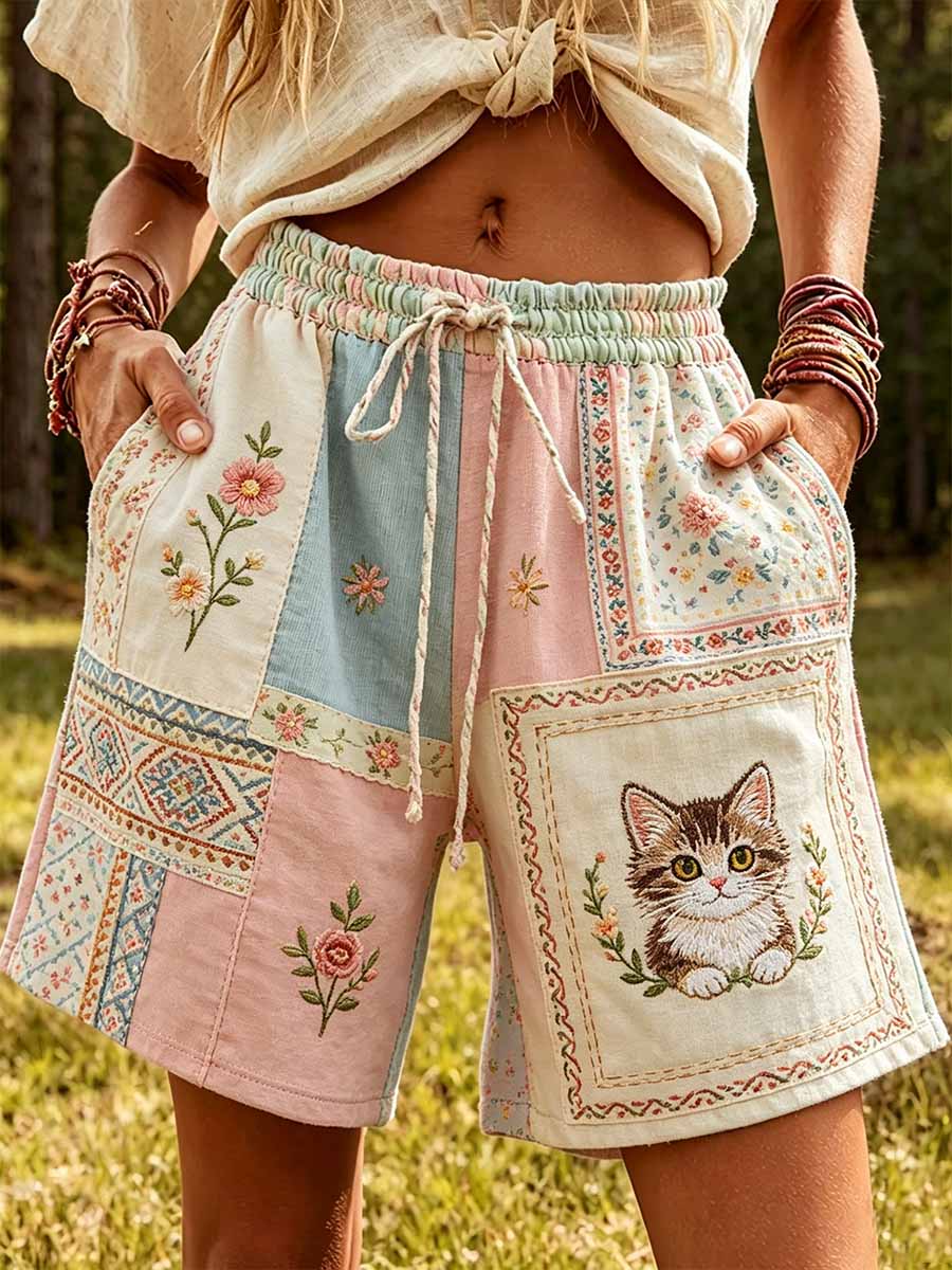Women's Fashion Cat Pattern Printed Casual Pants