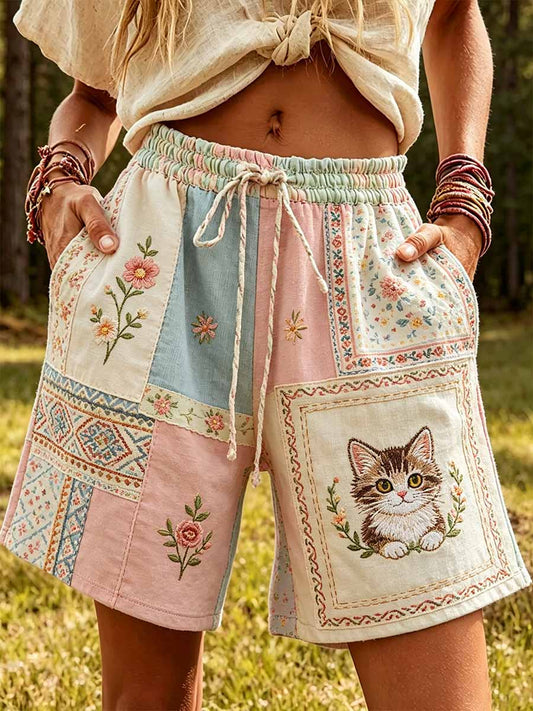 Women's Fashion Cat Pattern Printed Casual Pants