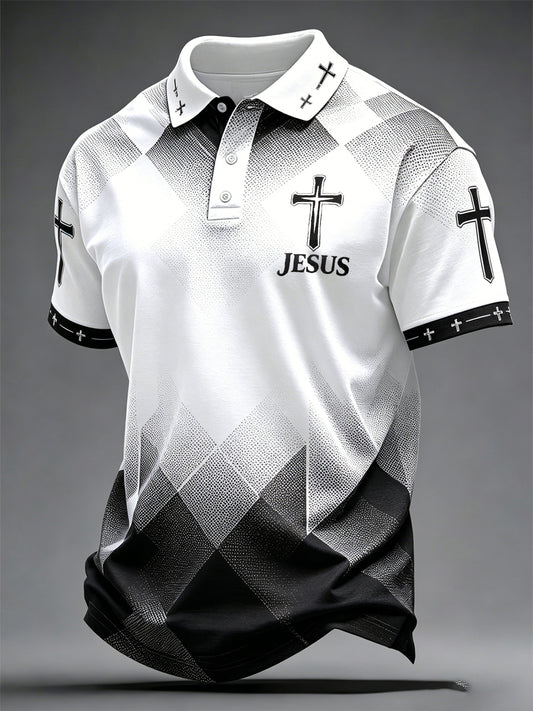 Men's JESUS Print Casual Top