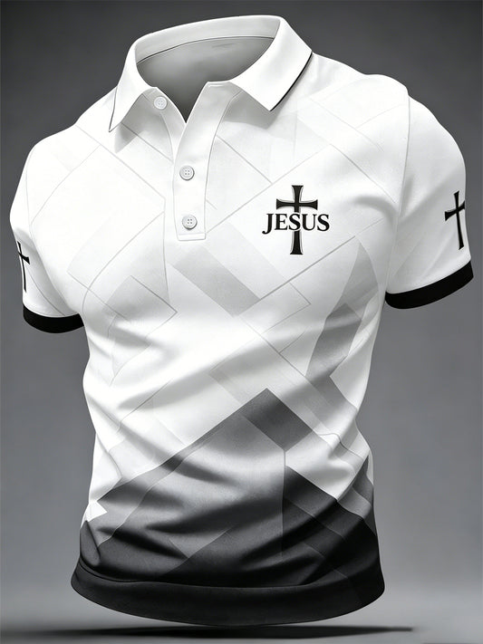 Men's JESUS Print Casual Top