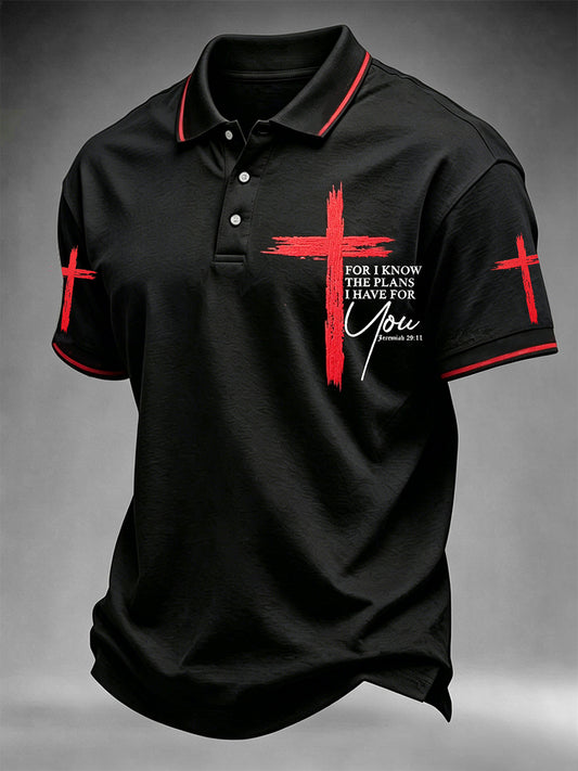 Men's Christian Cross Print Polo