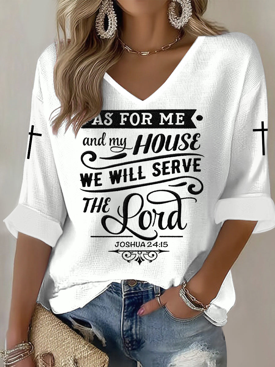 Women's "As for me and my household, we will serve the Lord." Print Casual T-shirt