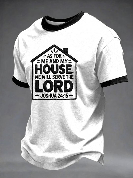 Men's "As for me and my household, we will serve the Lord."  Printed T-shirt