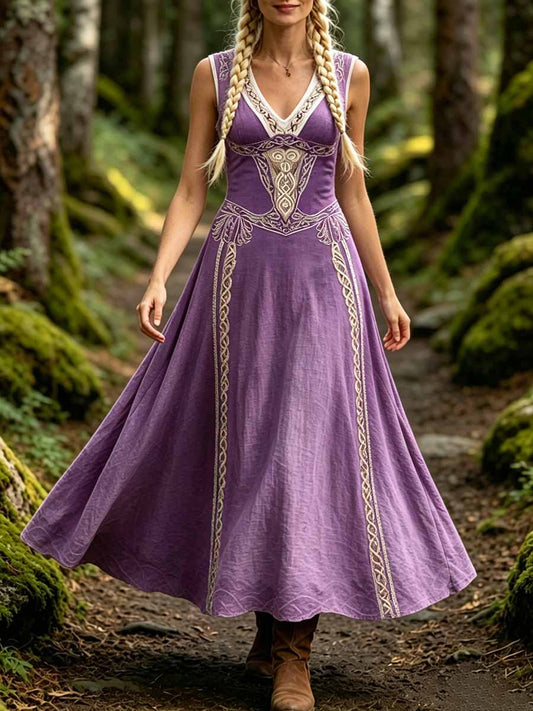 Women's Romantic Viking Art Print Casual Dress