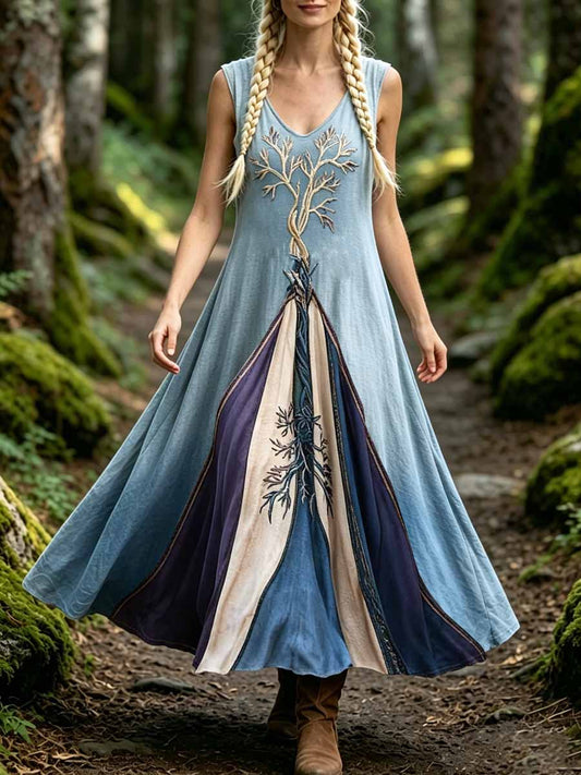Women's Romantic Viking Art Print Casual Dress