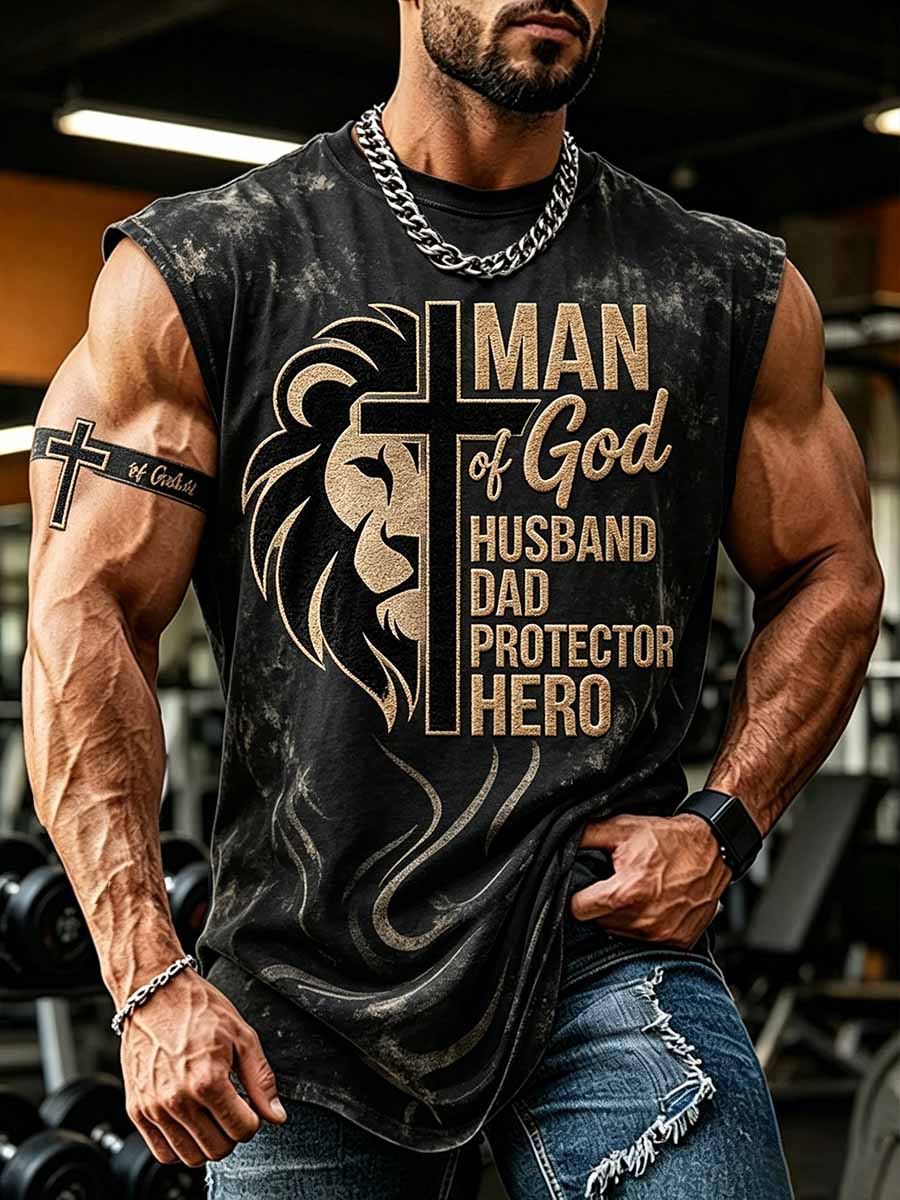 Men's Father's Day Faith Print Casual Tank Top