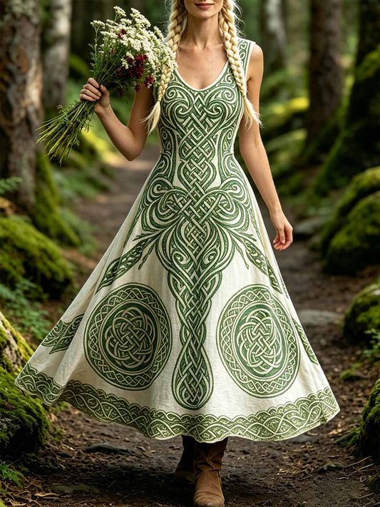 Women's Romantic Viking Art Print Casual Dress