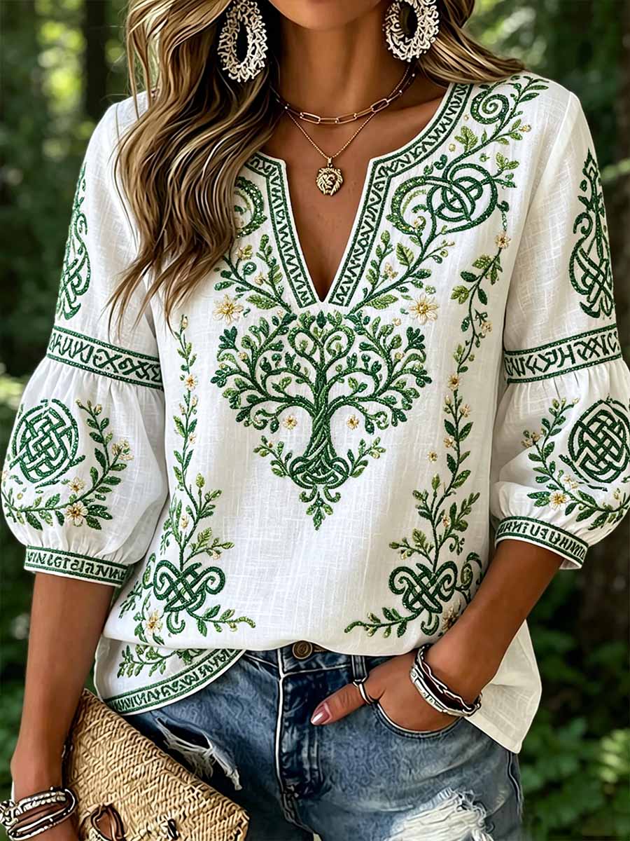 Women's Viking Art Pattern Print T-Shirt