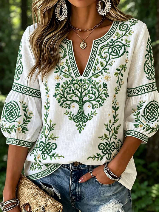 Women's Viking Art Pattern Print T-Shirt
