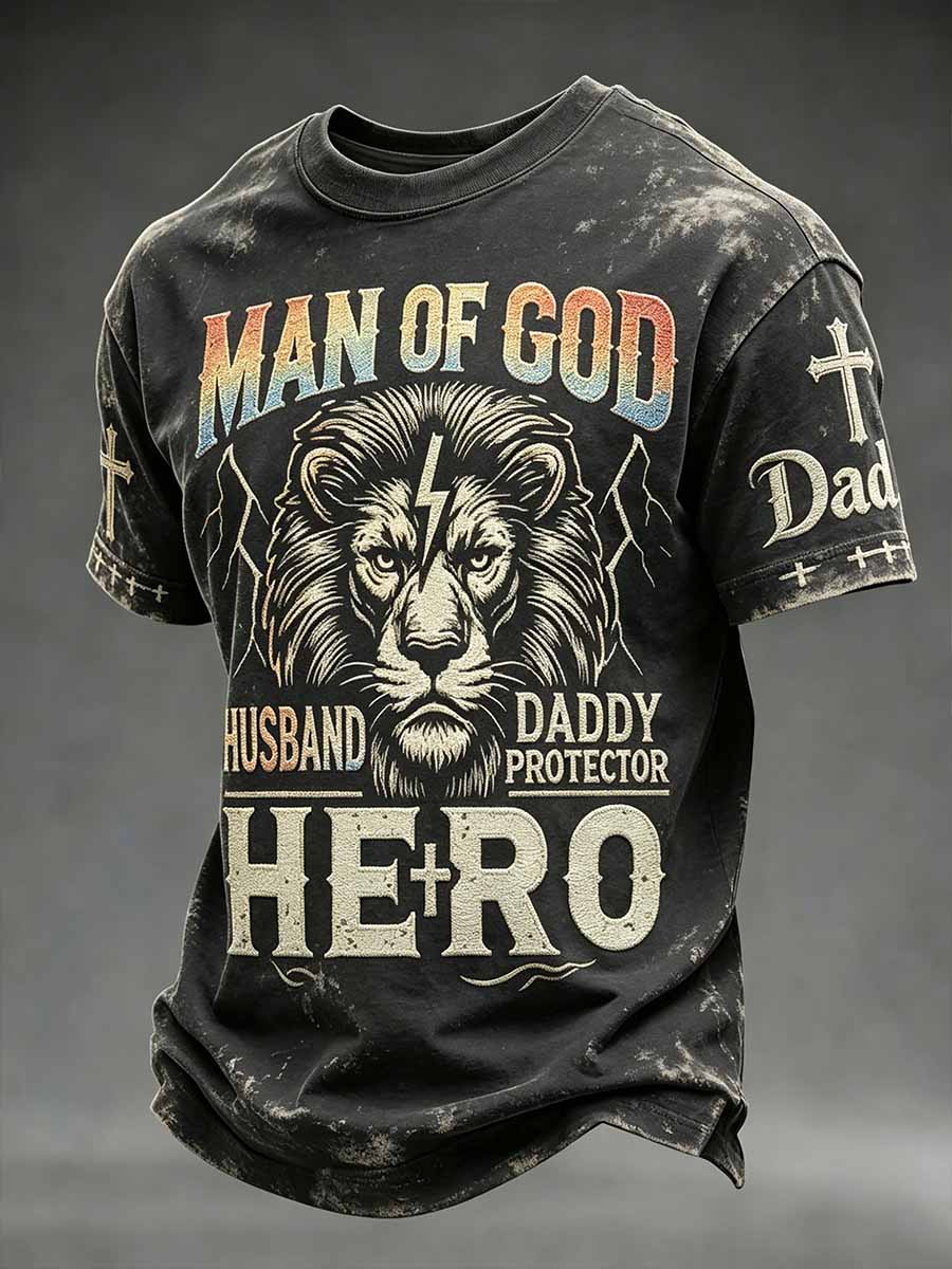 Men's Father's Day Faith Print Casual T-Shirt