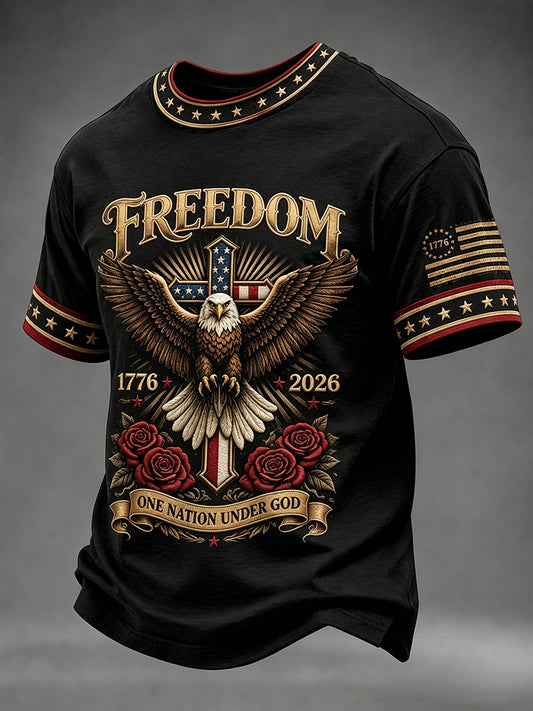 Men's Independence Day USA Flag Art Short Sleeve T-shirt