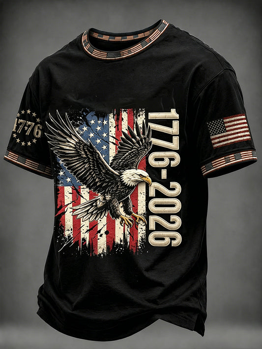 Men's Independence Day USA Flag Art Short Sleeve T-shirt