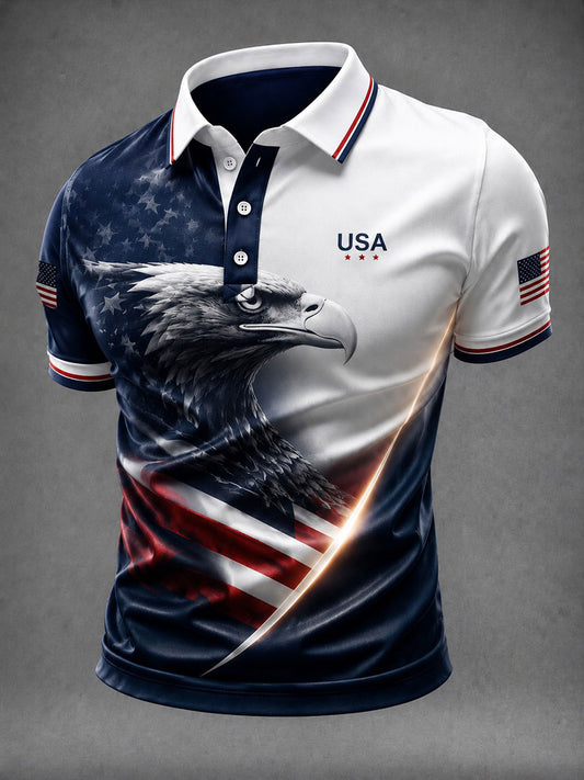 Men's American Flag Eagle Printed Shirt