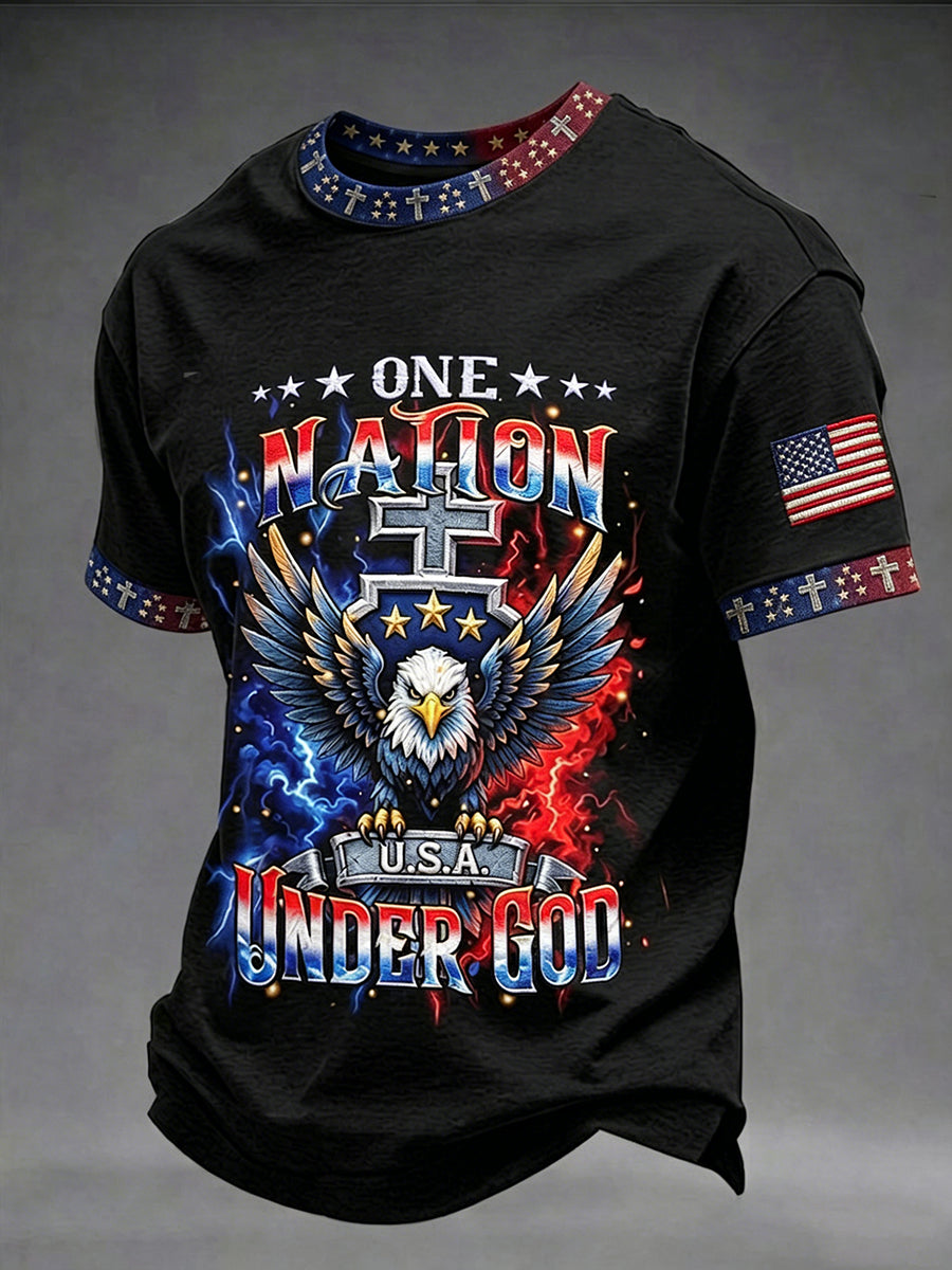 Men's Independence Day USA Flag Art Short Sleeve T-shirt