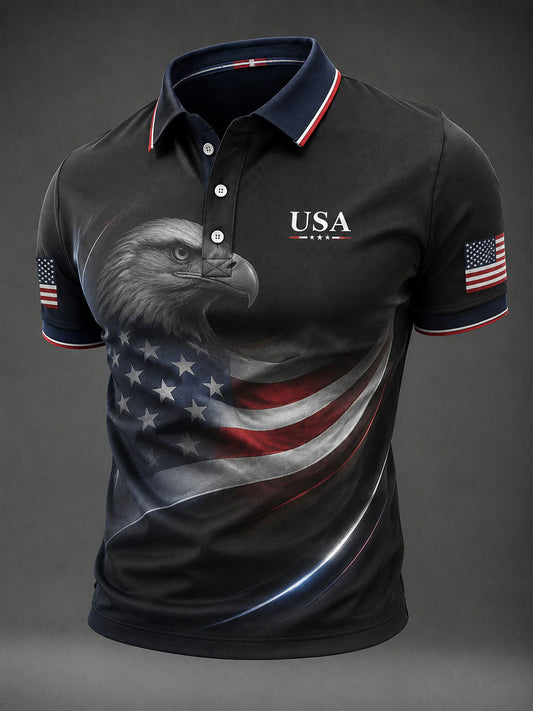 Men's American Flag Eagle Printed Shirt