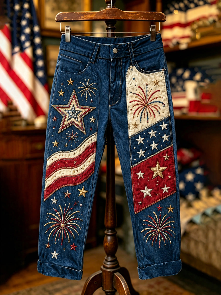 Women's Independence Day USA Flag Print Casual Patriotic Pants