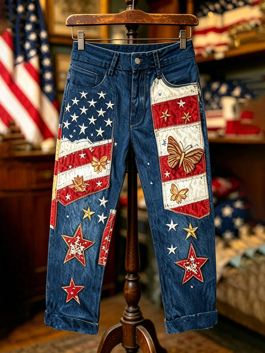 Women's Independence Day USA Flag Print Casual Patriotic Pants