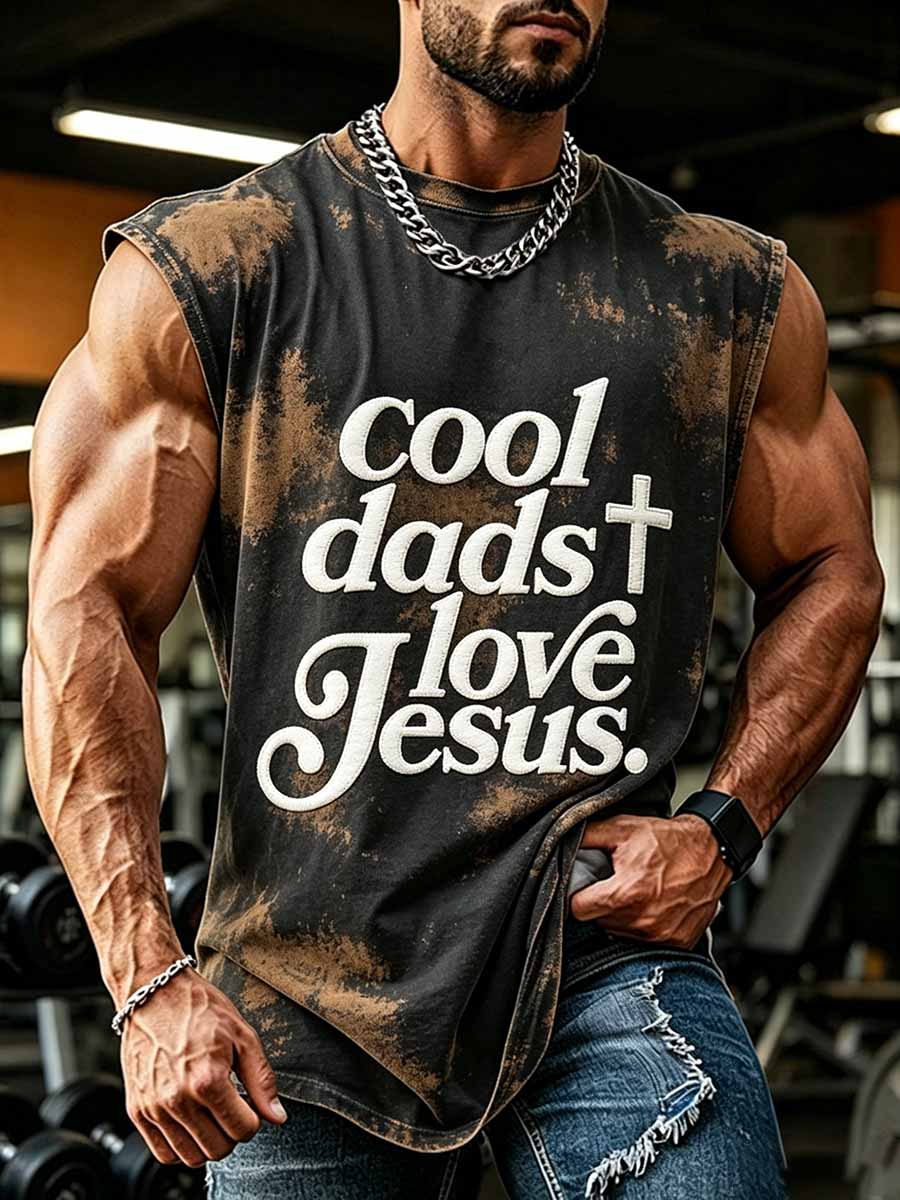 Men's Father's Day Faith Print Casual Tank Top