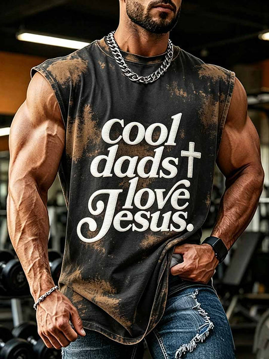 Men's Father's Day Faith Print Casual Tank Top