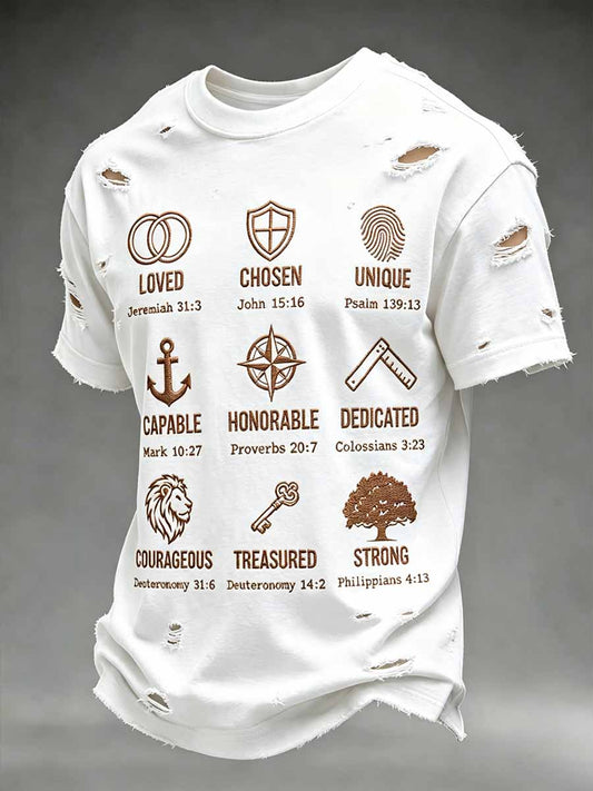 Men's Father's Day Faith Print Casual T-Shirt