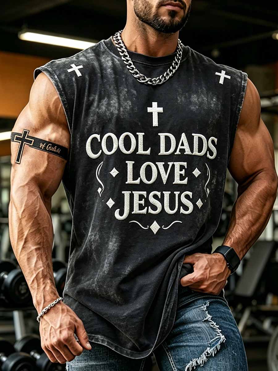 Men's Father's Day Faith Print Casual Tank Top