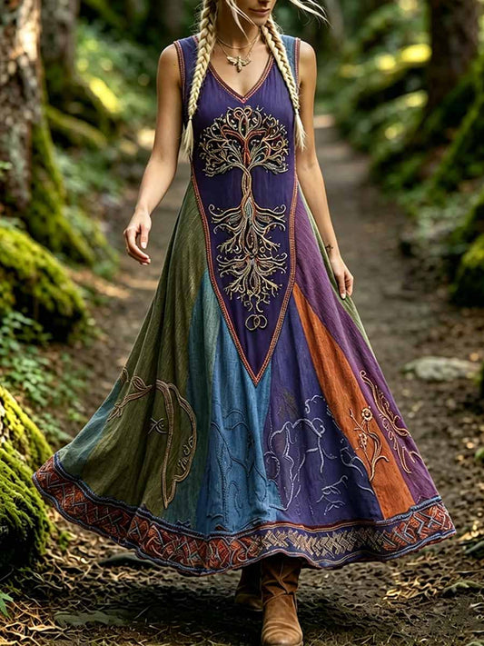 Women's Fashionable Romantic Tree of Life Viking Print Dress