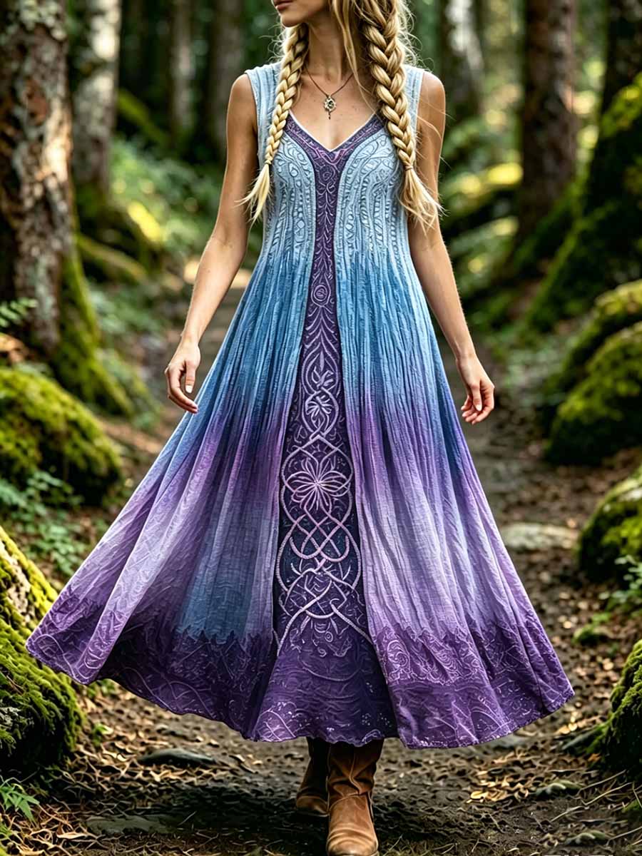 Women's Fashionable Romantic Tree of Life Viking Print Dress