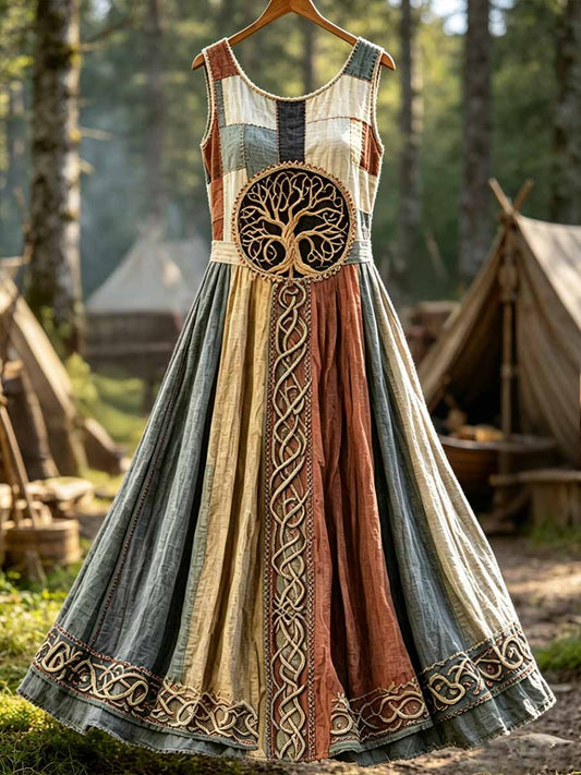 Women's Fashion Tree of Life Viking Pattern Print Dress