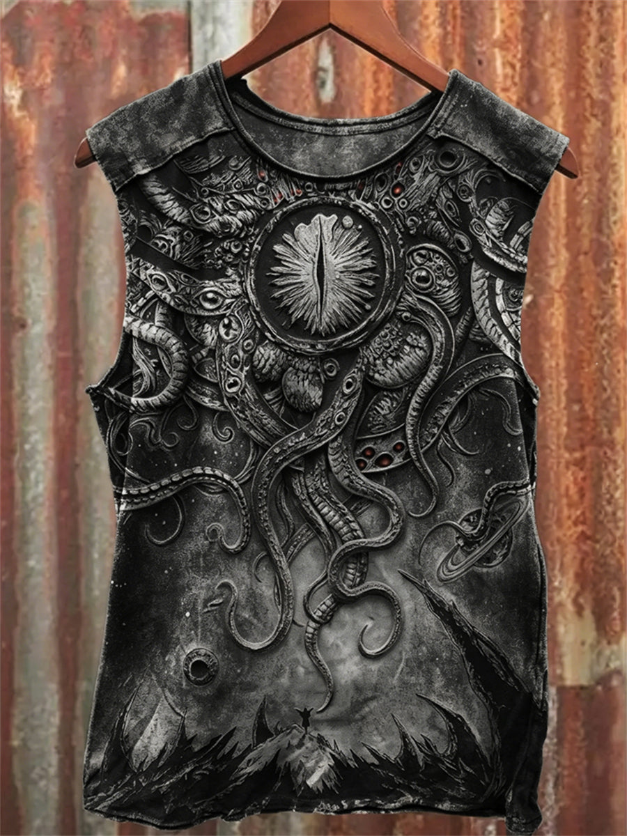 Men's Cthulu Inspired Azathoth Art Print Racket Vest