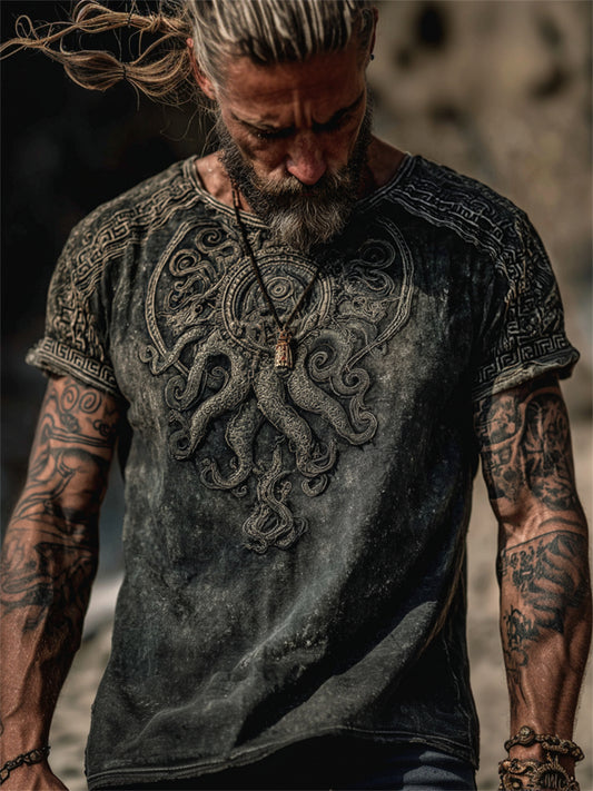 Men's Vintage Azathoth Cthulu Inspired Print short sleeves t-shirt