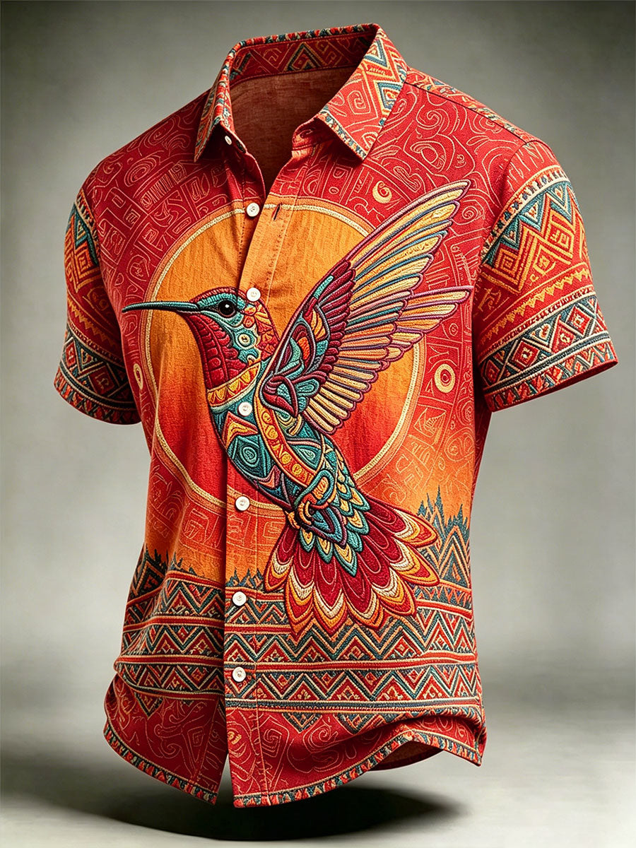 Men's Indigenous Hummingbird Art Shirts