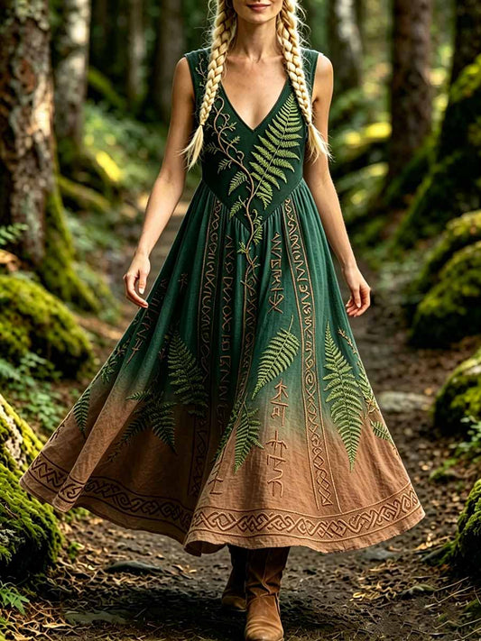Women's Fashion Viking Tree of Life Print Dress