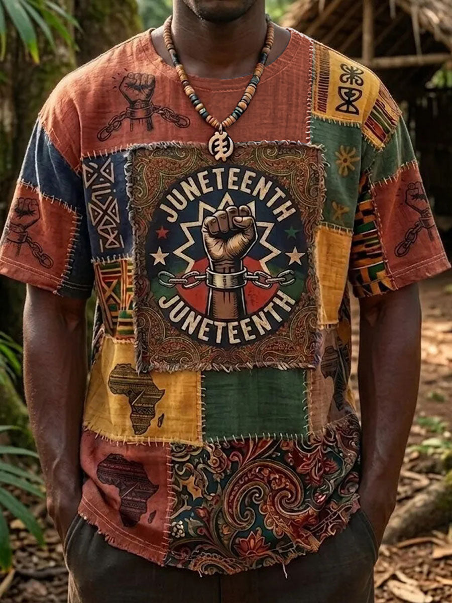 Men's Juneteenth Print Casual T-Shirt