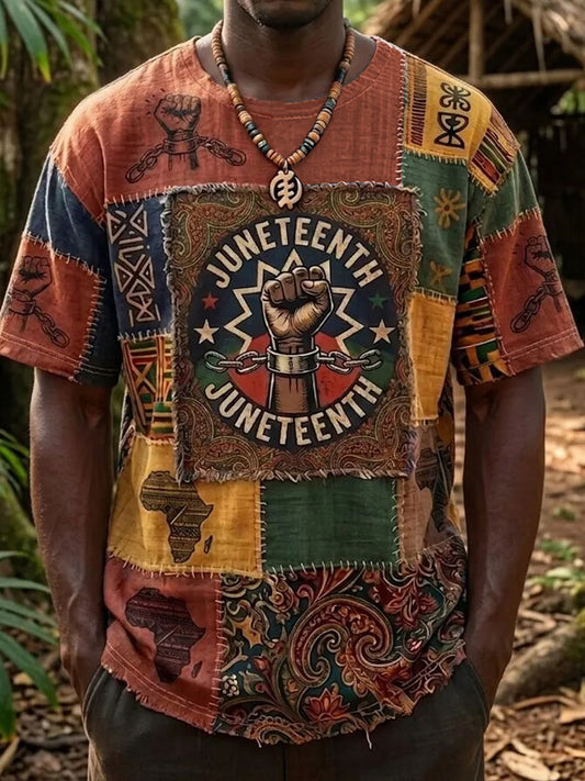 Men's Juneteenth Print Casual T-Shirt