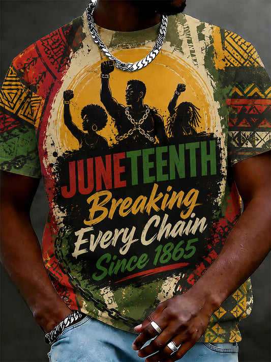 Men's Juneteenth Breaking Every Chain Since 1865 Print Casual Tee