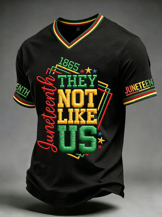 Men's Juneteenth They Not Like Us Since 1865 Print Casual V-Neck Tee
