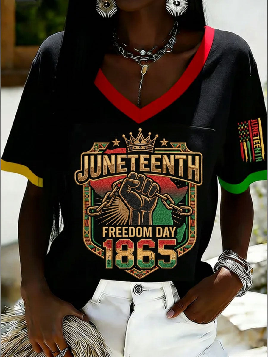 Women’s Juneteenth 1865 V-neck T-shirt