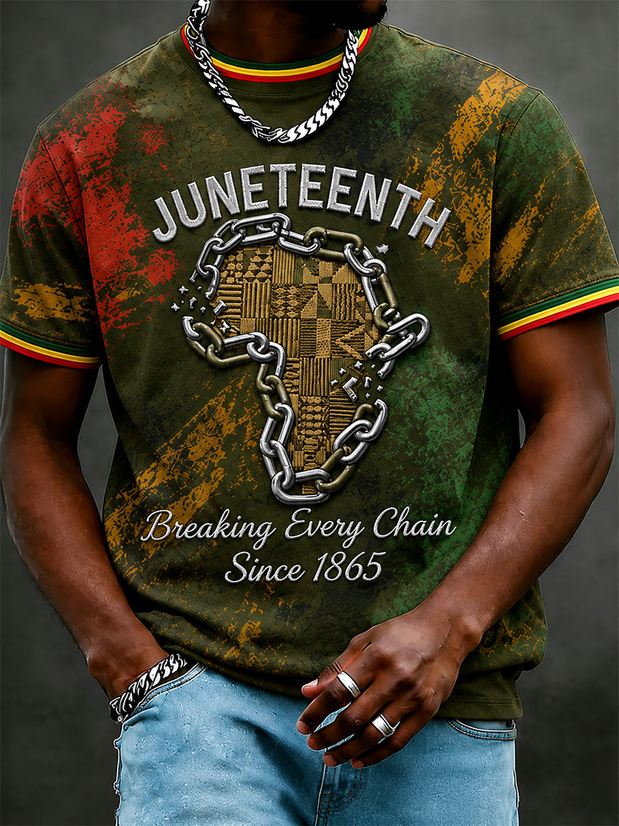 Men's Juneteenth Breaking Every Chain Since 1865 Print Casual Tee