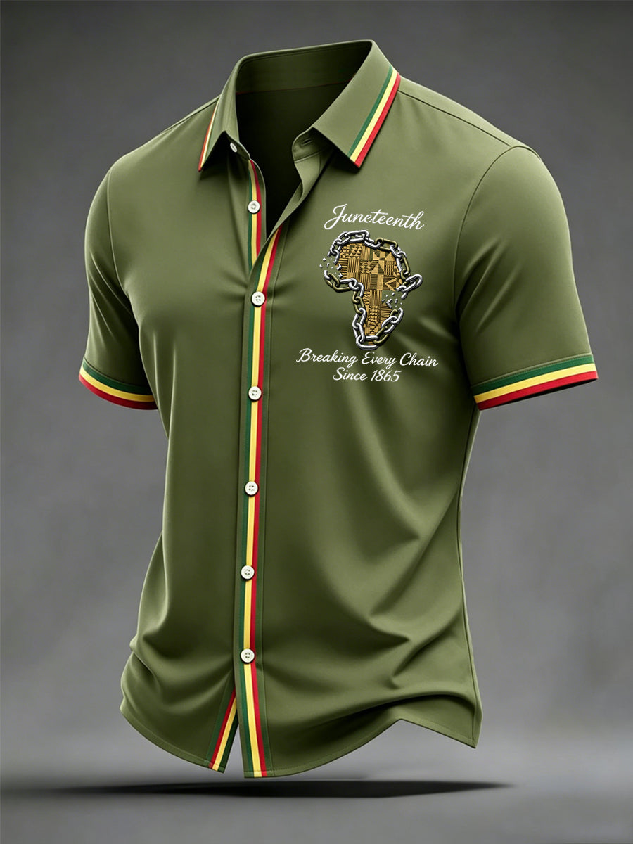 Men's Juneteenth Breaking Every Chain Since 1865 Print Short Sleeve Shirt