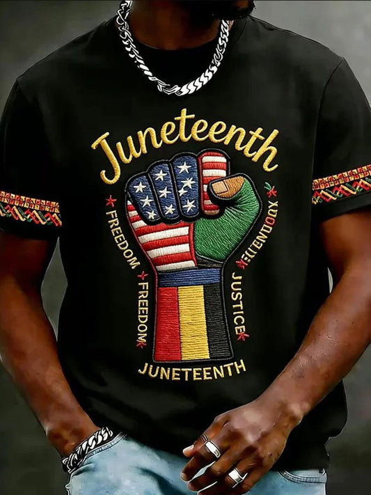 Men's Juneteenth Print Casual T-Shirt