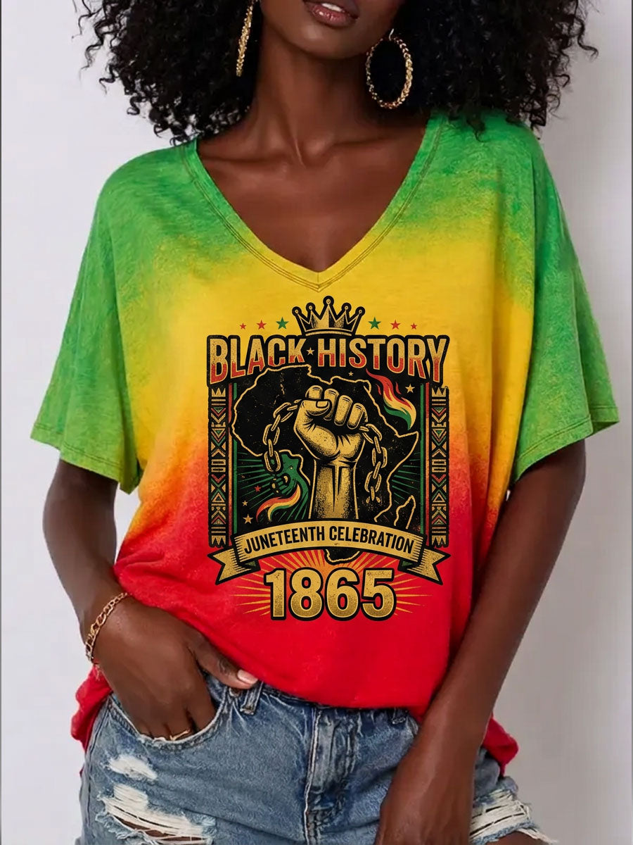 Women‘s Juneteenth V-neck T-shirt