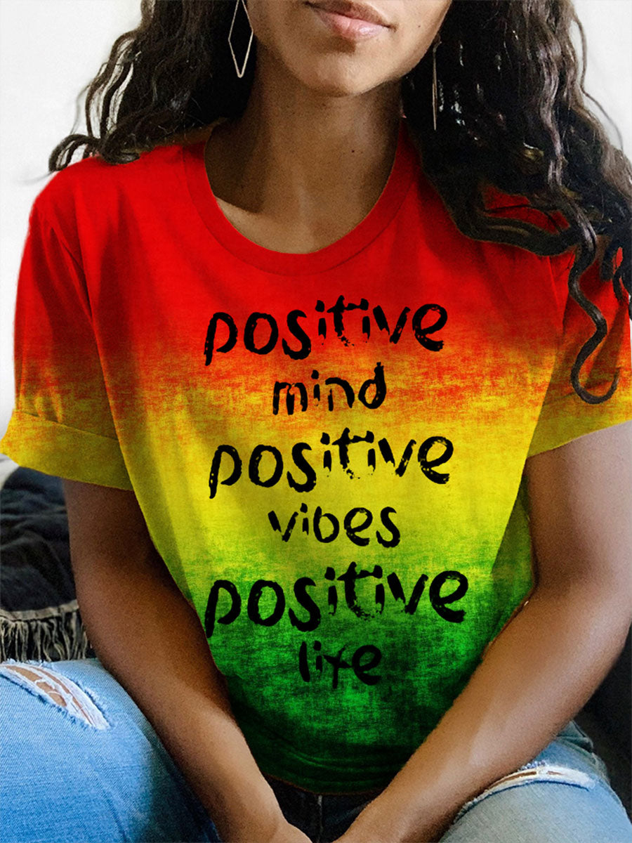 Women's Positive Mind Positive Vibes Positive Life Short-sleeved T-shirt