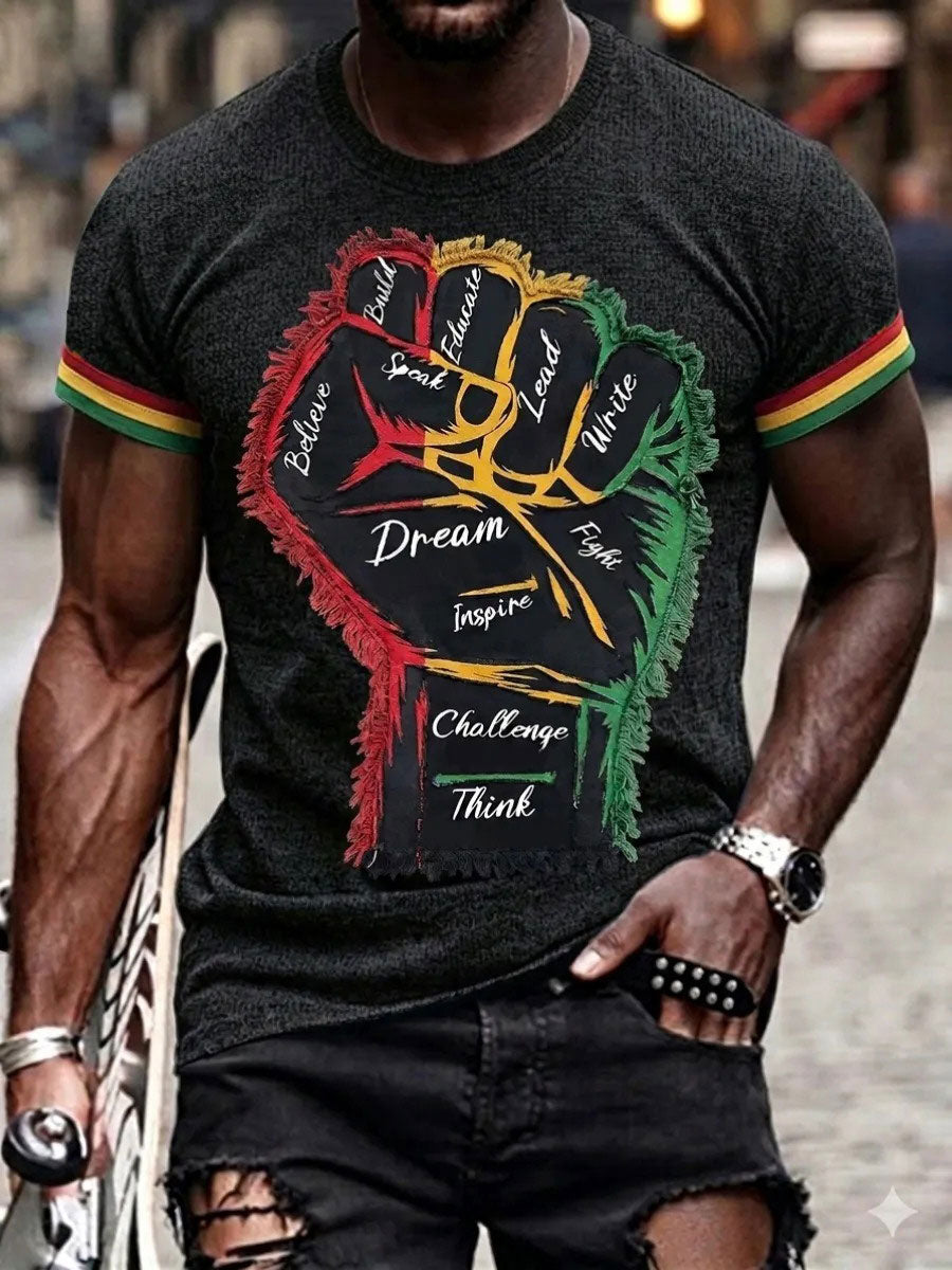 Men's Juneteenth Print Casual T-Shirt