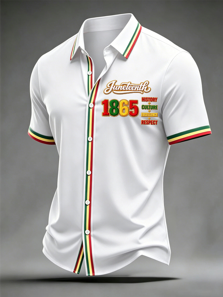 Men's Juneteenth Print Casual Short Sleeve Shirt