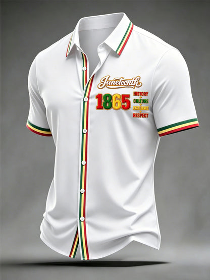 Men's Juneteenth Print Casual Short Sleeve Shirt