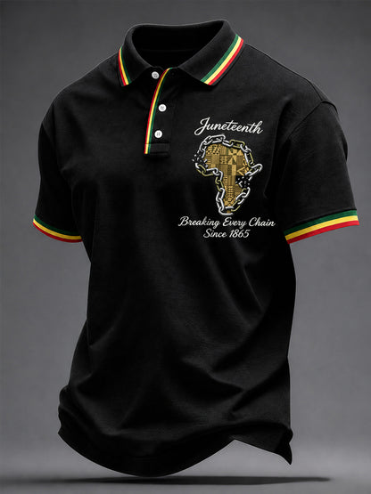 Men's Juneteenth Breaking Every Chain Since 1865 Print Casual Polo