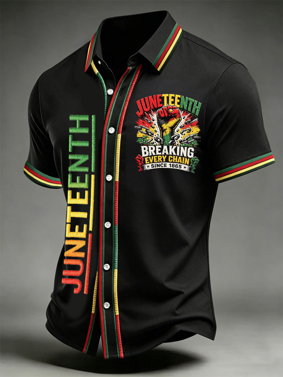 Men's Juneteenth Breaking Every Chain Print Casual Shirt