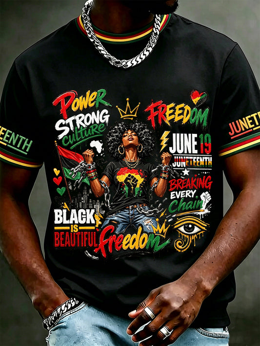 Men's Juneteenth 1865 Print Casual Short Sleeve T-shirt