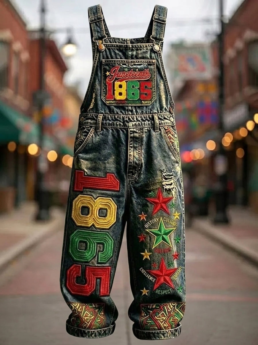 Men's Juneteenth Print Casual Jumpsuit