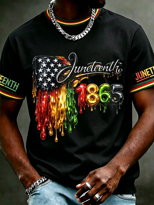 Men's Juneteenth 1865 Print Casual Short Sleeve T-shirt